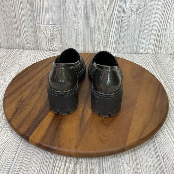 Crown Vintage Women's Size 8.5M Embossed Faux Leather Platform Loafers Green - Picture 4 of 10